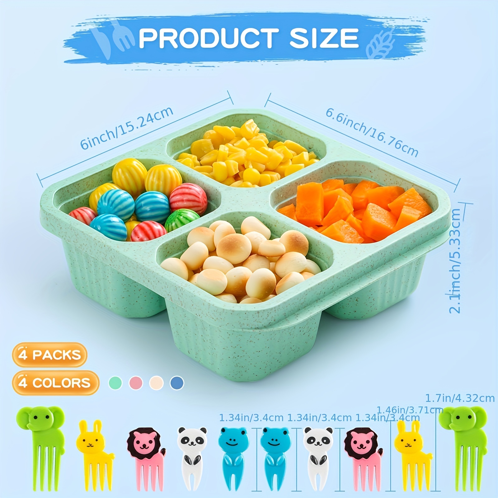 Snack Containers, Divided Bento Snack Box, 4 Compartments Reusable Meal  Prep Lunch Containers For Teens/adults, Food Storage Containers For School  Work Travel - Temu