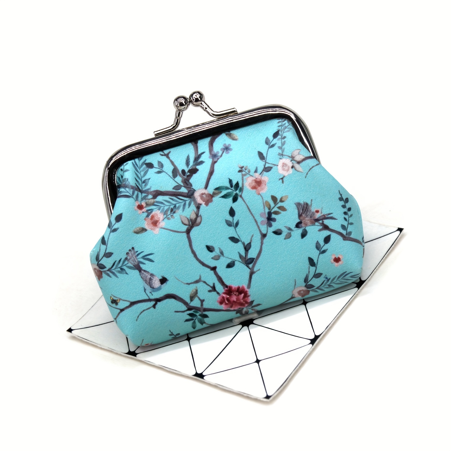 Vintage Flower Print Coin Purse, Kiss-lock Clutch Wallet, Versatile Storage  Purse - Temu