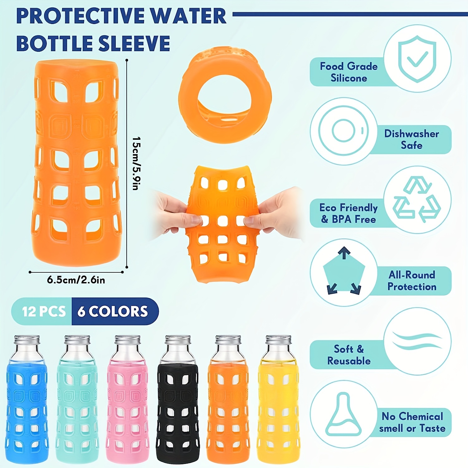 Silicone Glass Water Bottle Sleeves: Anti slip - Temu