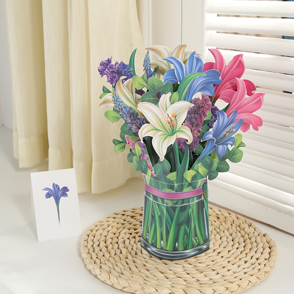 Freshcut Paper Pop Up Cards, Festive Tulips, 12 inch Life Sized Forever  Flower Bouquet 3D Popup Paper Flower Easter Mother's Day Greeting Cards  with