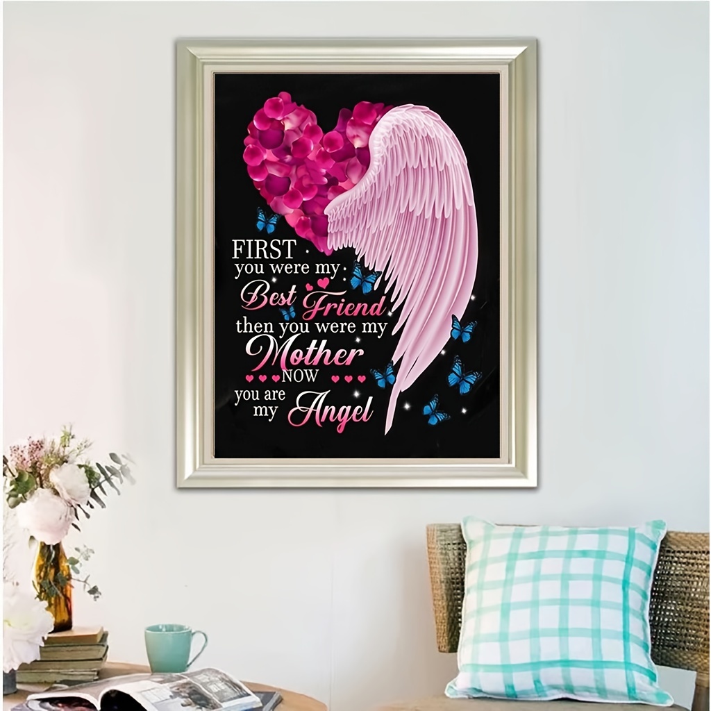 Artificial Diamond Painting Kit For Adults And Kids, DIY 5D Diamond Art Painting, Allover Round Diamond Butterfly Heart Art Painting Kit For Home Wall Decor Gifts (11.8x15.7inch/30x40cm)
