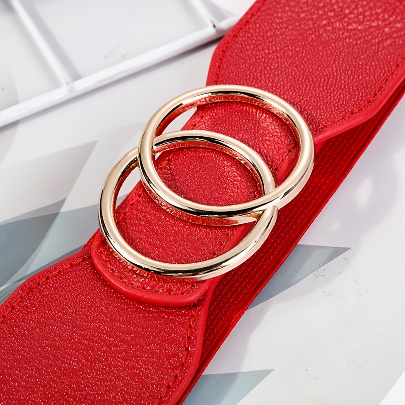 Triangle Alloy Buckle Belts Dress Belt Wide Fashion Elastic Waist Stretch  Women Wide Buckle Lady Belt - Temu