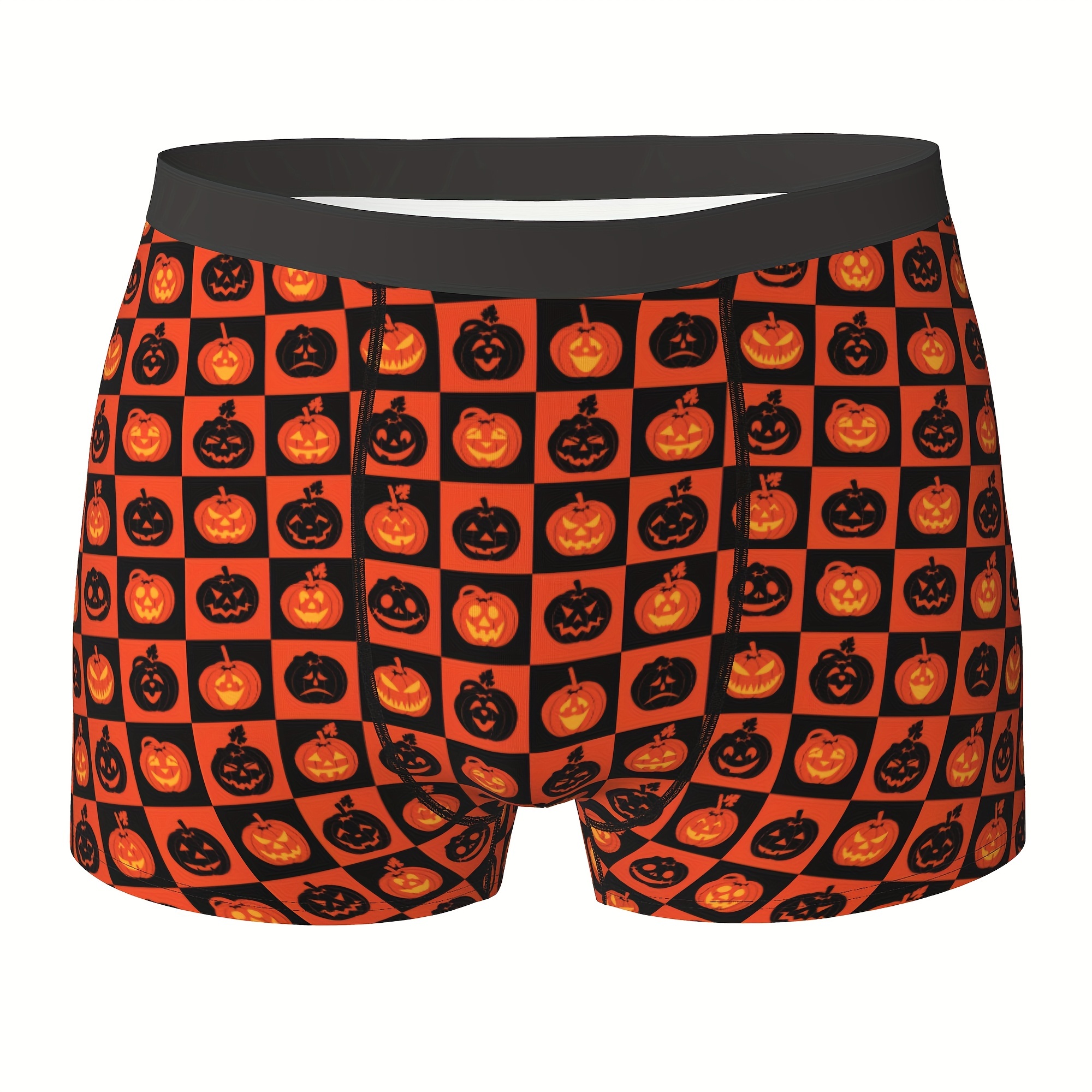 3pcs Halloween Pumpkin Pattern Print Men's Boxer Briefs, Comfortable  Breathable And Stylish For The Holiday Season
