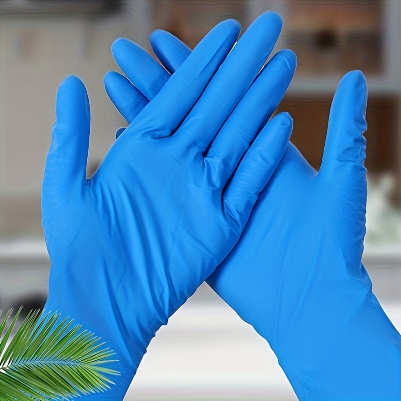 50pcs Disposable Blue Gloves, Thickened Nitrile Gloves, Protective  Housekeeping Kitchen Gloves