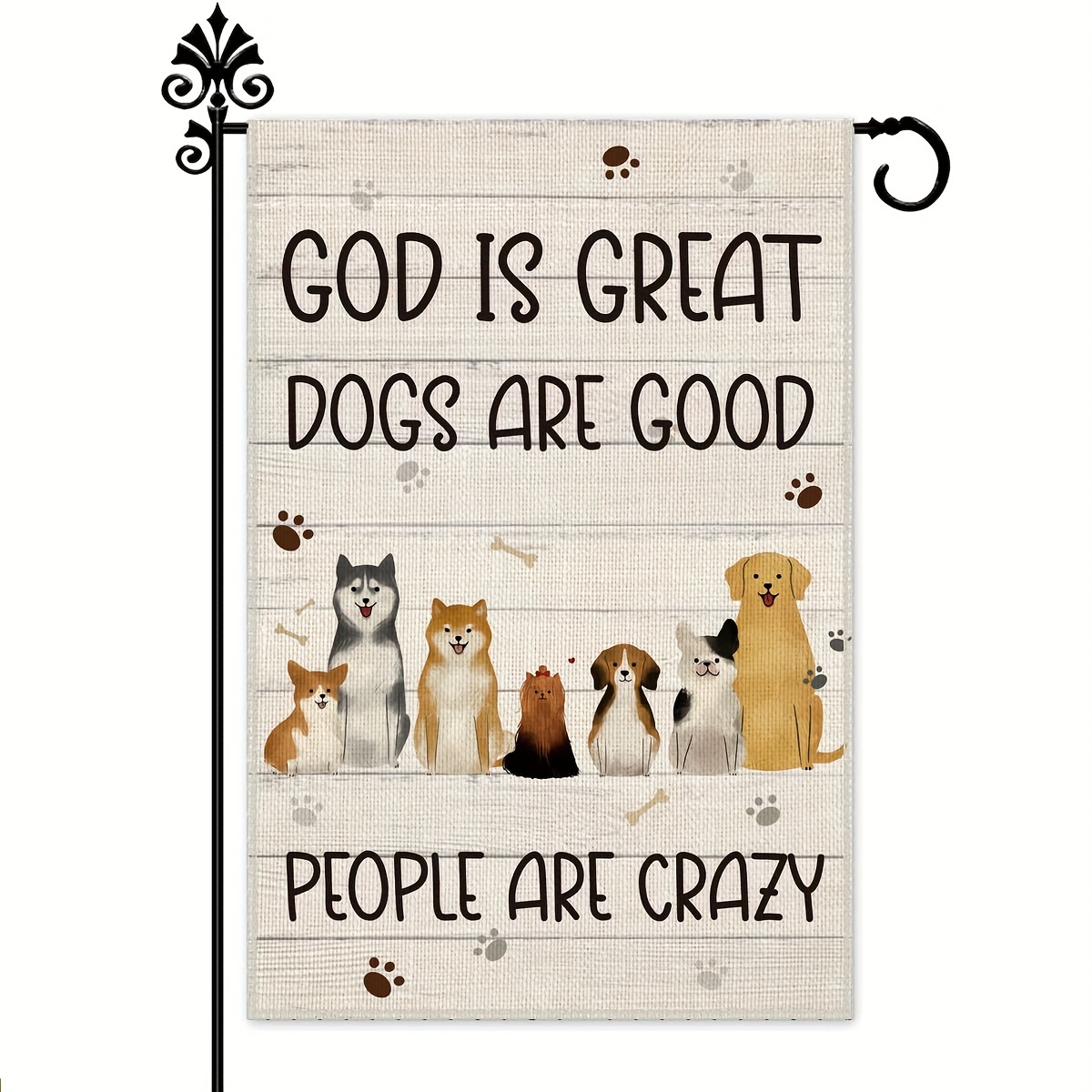 

1pc God Is Great Dogs Are Good Welcome Garden Flag Yard Outdoor Farmhouse Decorations, Funny Husky Yard Flag Gift For Dog Lovers Families No Flag Pole 12x18 Inch