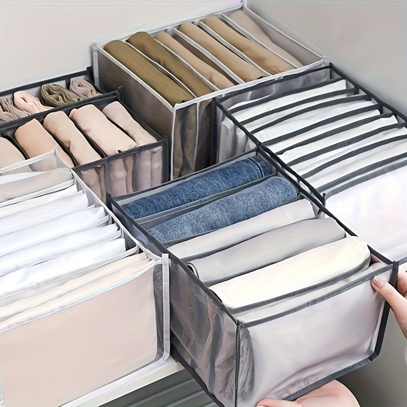 Foldable Mesh Jeans Storage Box Functional Wardrobe Closet - Temu Canada