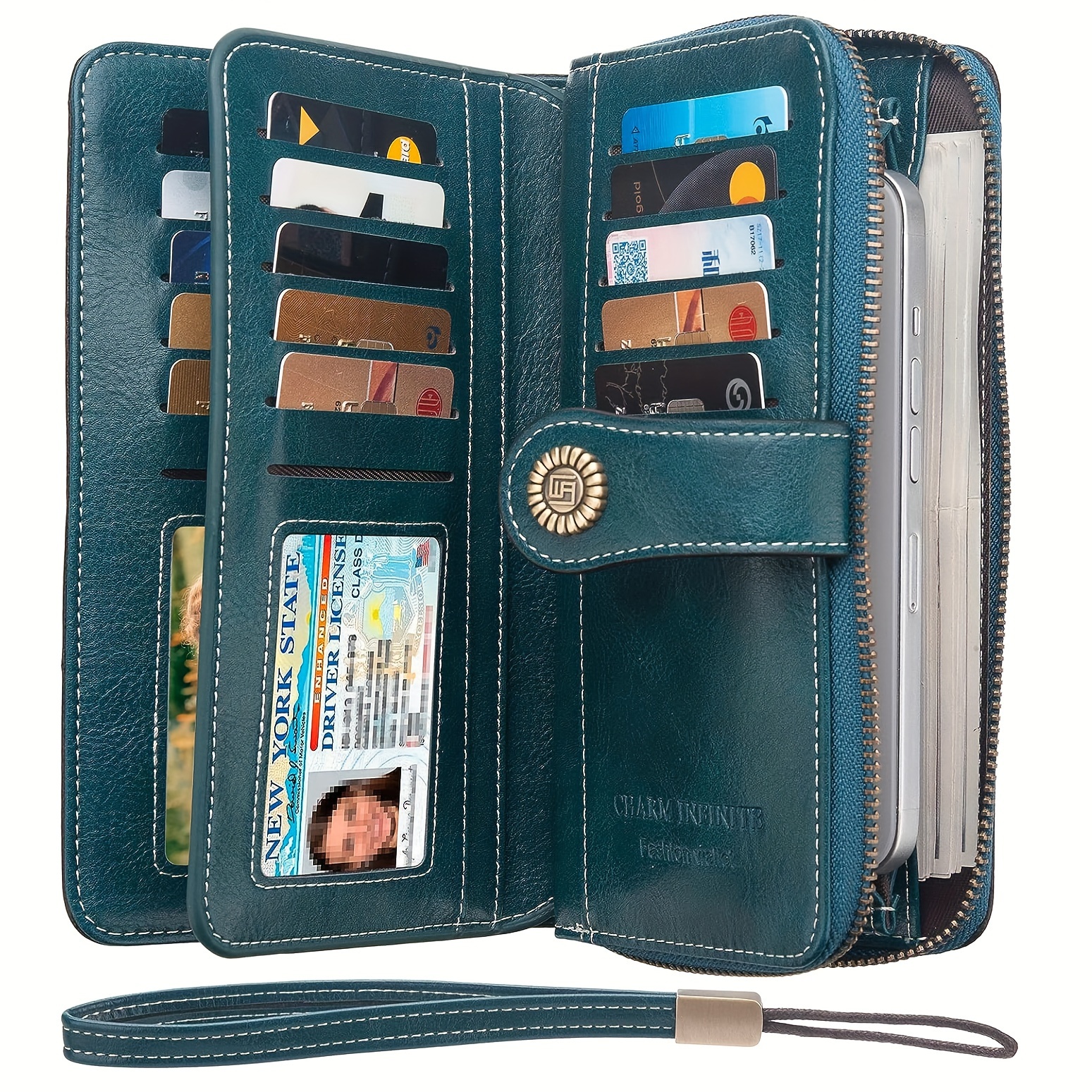 Retro Geometric Pattern Wallet, Pu Leather Multi-card Slots Card Holder  With Wristbands, Perfect Purse For Daily Use - Temu
