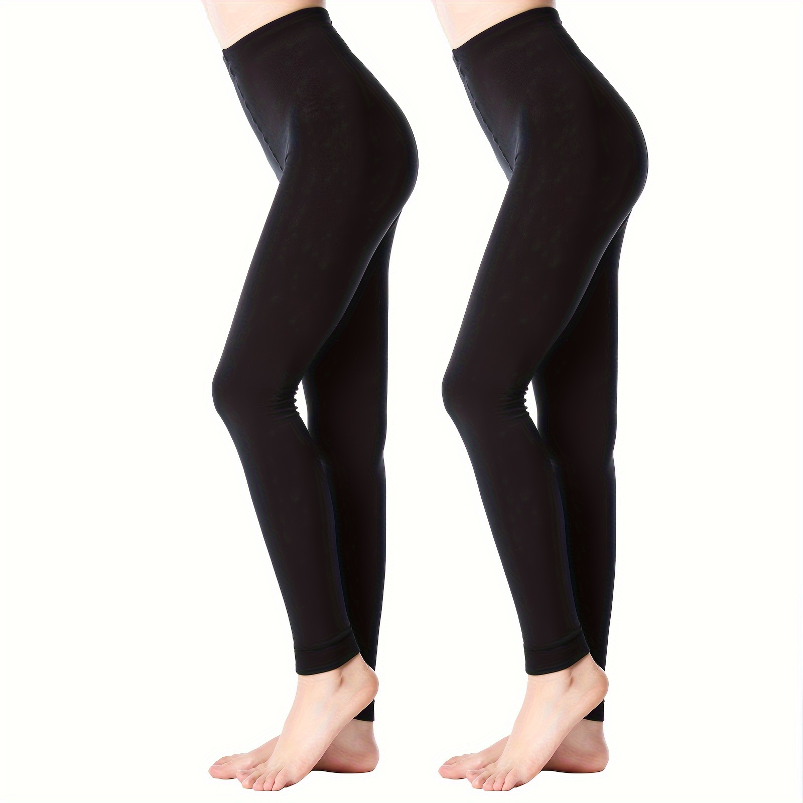 Plush Lined Tights Opaque High Waist Elastic Thermal - Temu