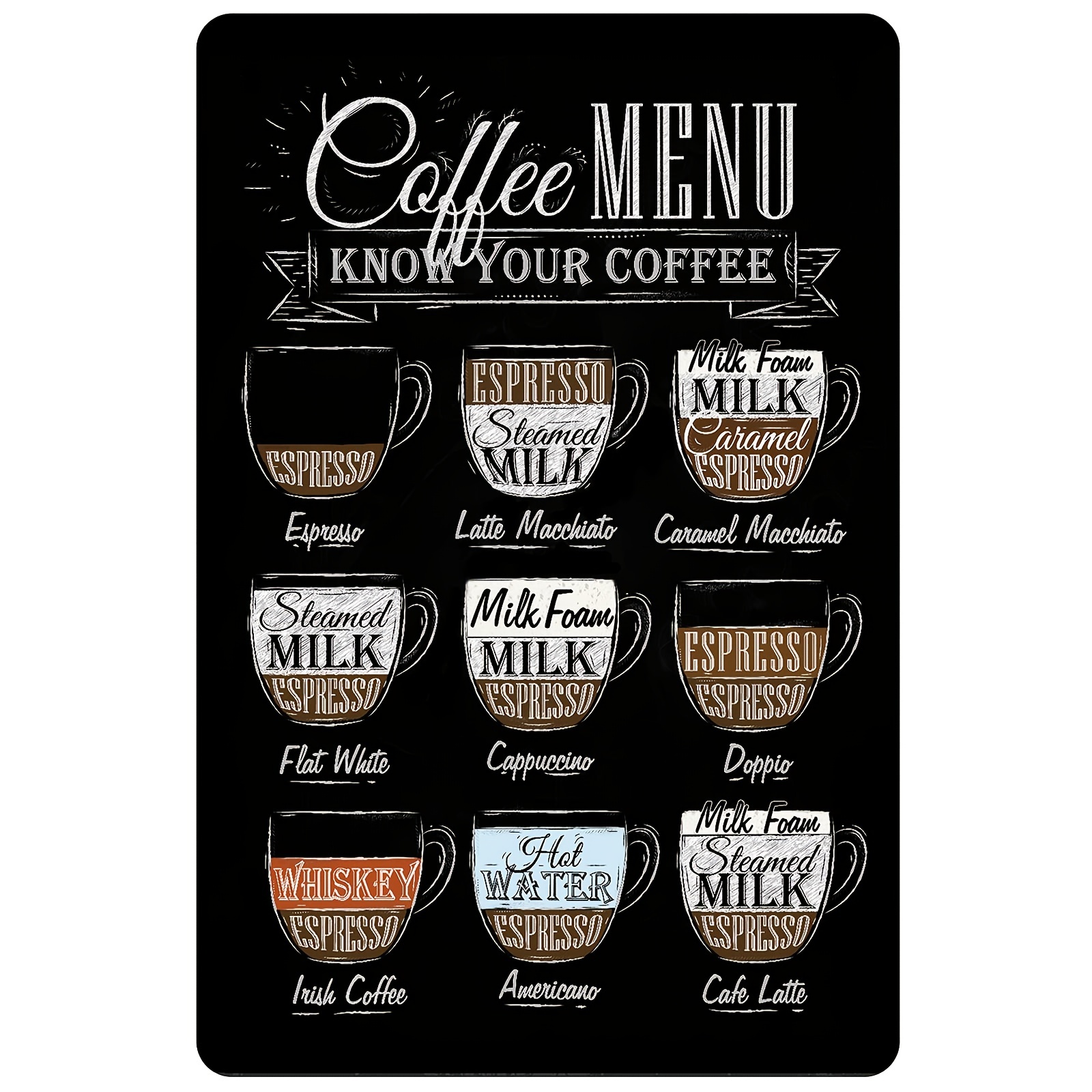 1pc Coffee Bar Metal Sign Coffee Menu Conosci Il Tuo Caffè Targa In Metallo  Coffee Station Retro Vintage Signs Bar Decorazioni Da Parete Decorazioni  Per Caffè Per Bar 12x8 Pollici - Casa