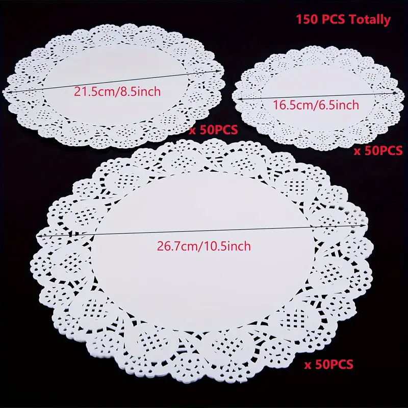 Lace Doilies Paper - 150-Piece Round Decorative Paper Placemats Bulk for Cake