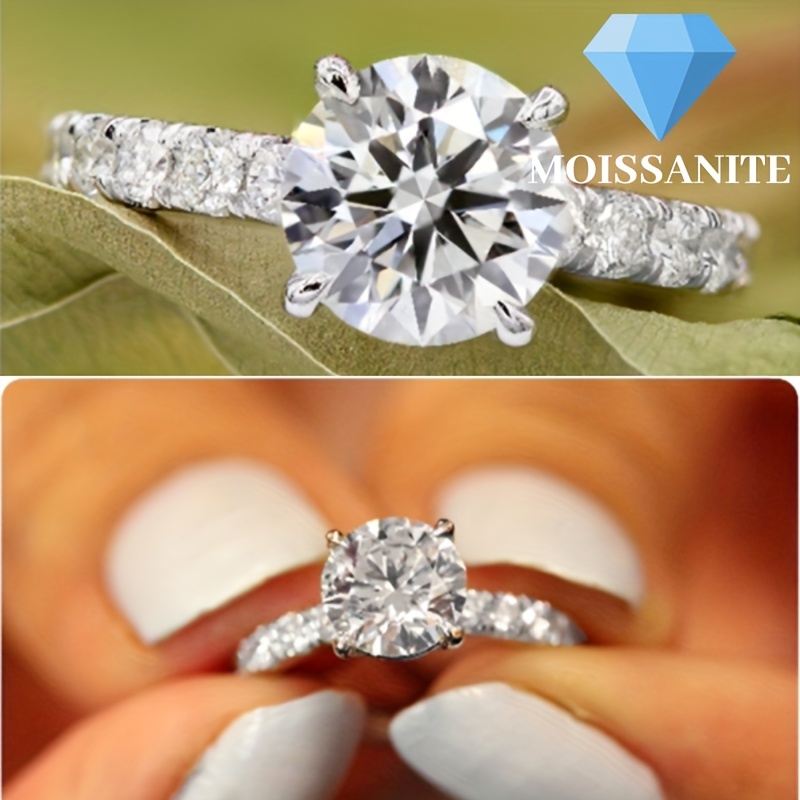 Anillo de plata 925 corte redondo zafiro blanco anillos de boda para mujer  6-10