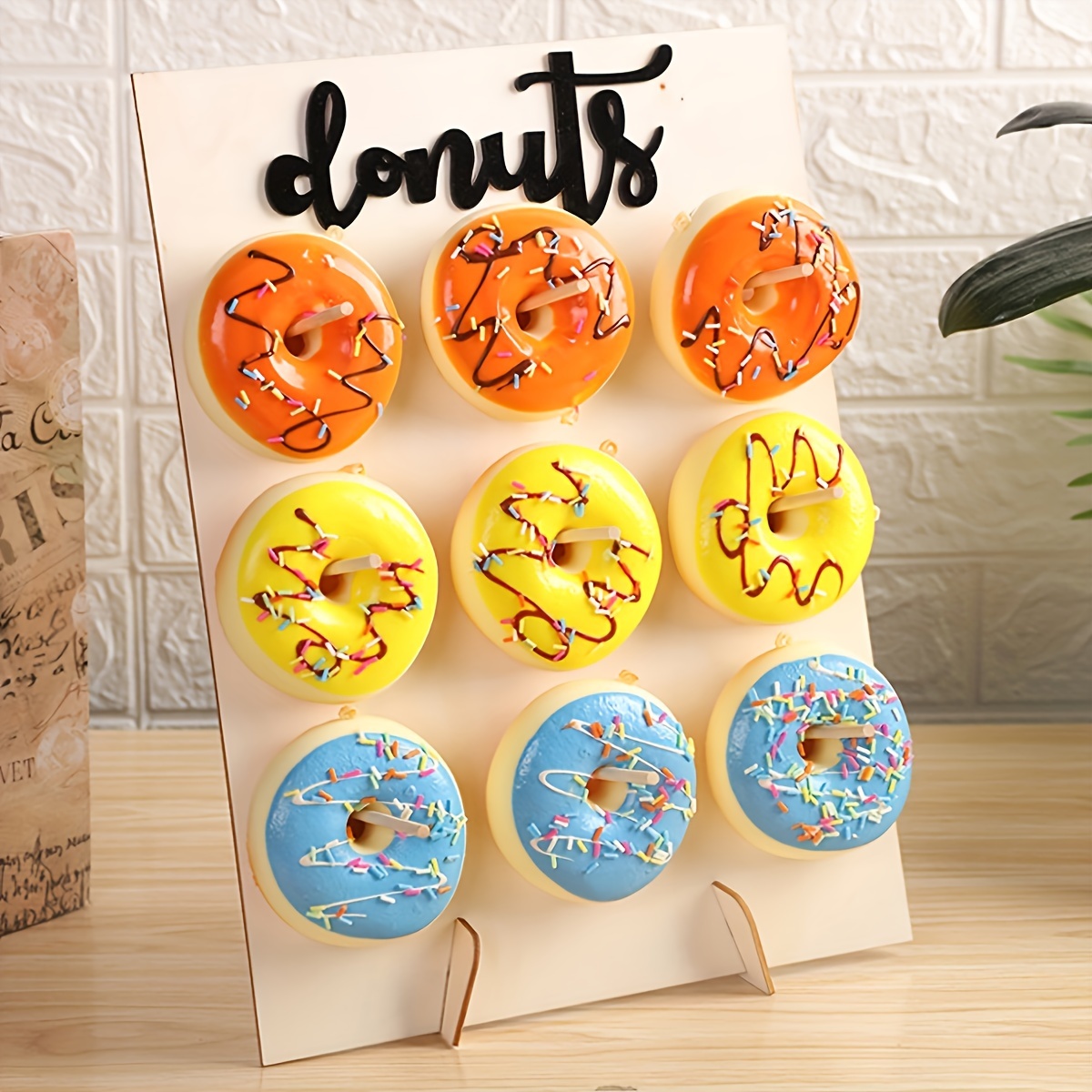  Donut Board Display 2 piezas de madera Donuts soporte para  fiesta rosas, decoración rústica de donuts para decoración de fiestas de  donuts para 16 donas para baby shower, cumpleaños boda fiesta