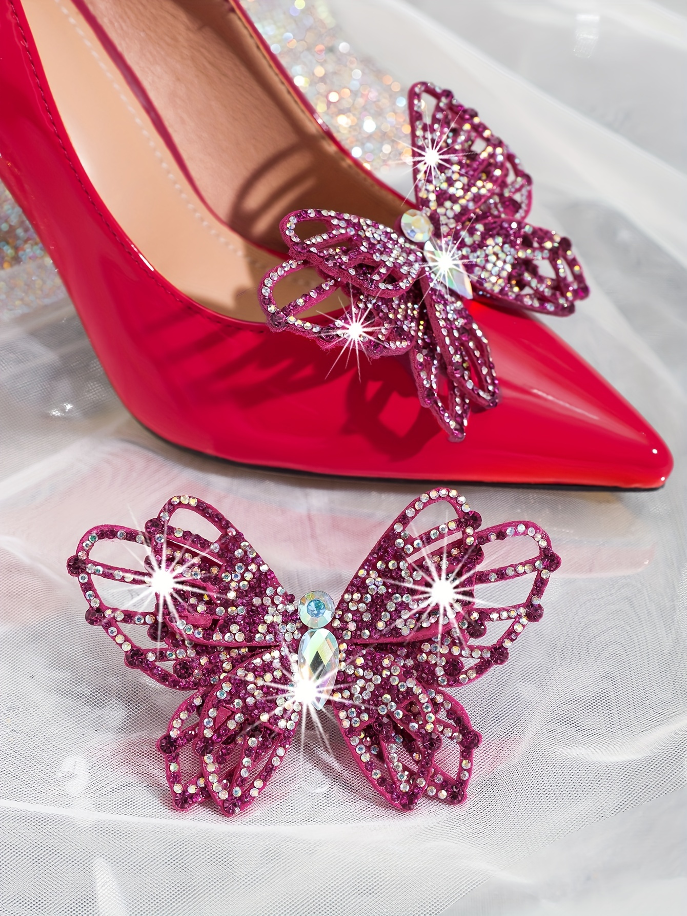 Crystal Butterfly Shape Design Shoe Clips Detachable Shoe - Temu