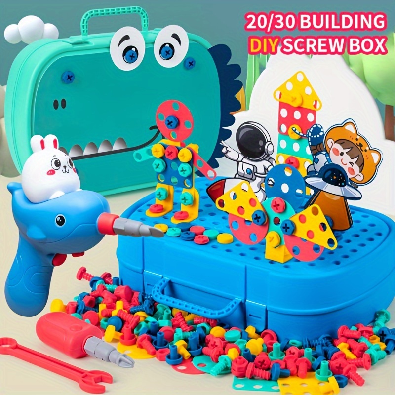 Mosaique Enfant Jeux Enfant 3 Ans - Montessori Jeu Construction Puzzle 3D  Jouet Éducatifs Perceuse Créatif Jouet à Visser Jeu