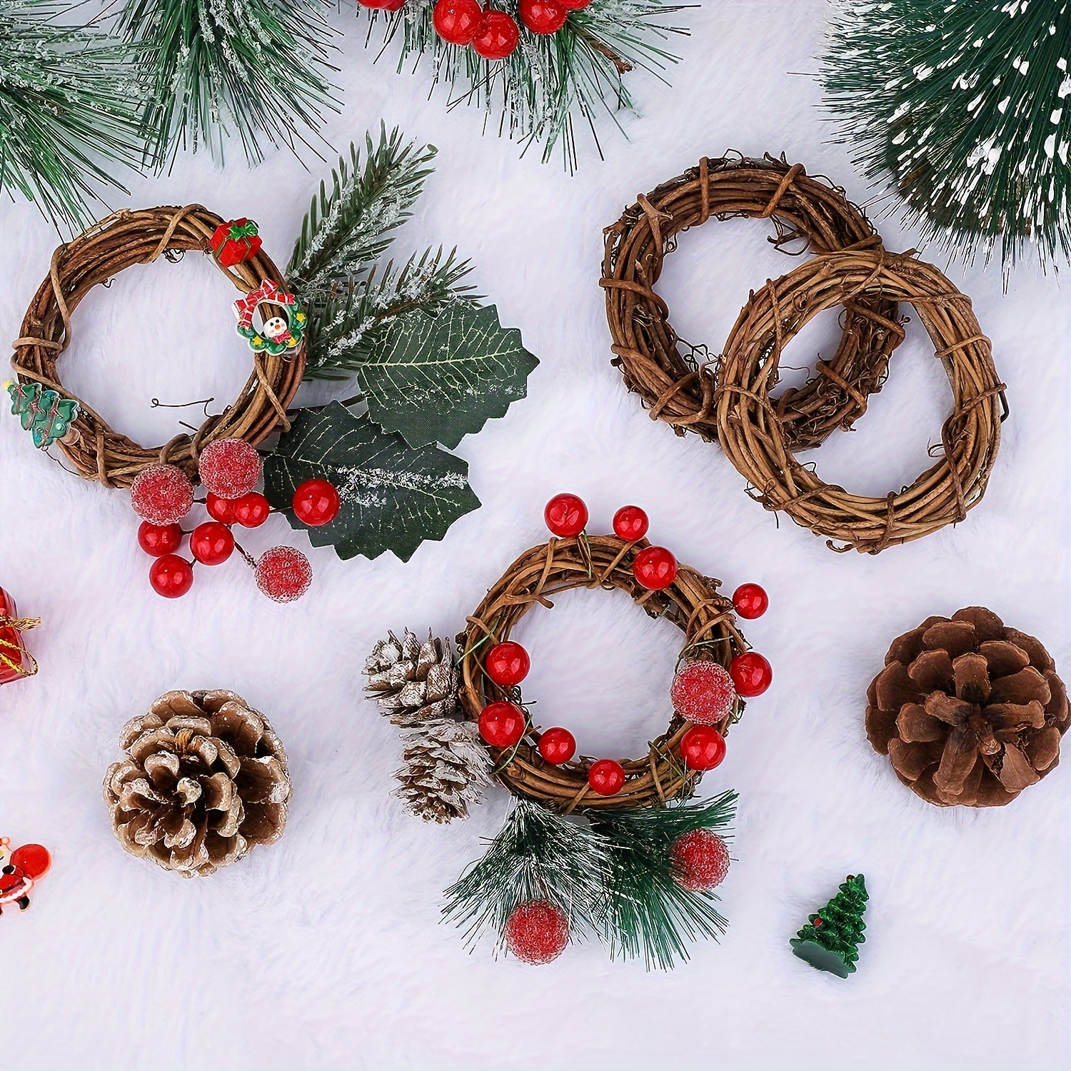 Natural Grapevine Wreath Wreath Making Supplies Autumn Door Wreath 5 Pcs  20cm Rattan Wreath Dried Round Wreath Ring for DIY Christmas Craft Front  Door