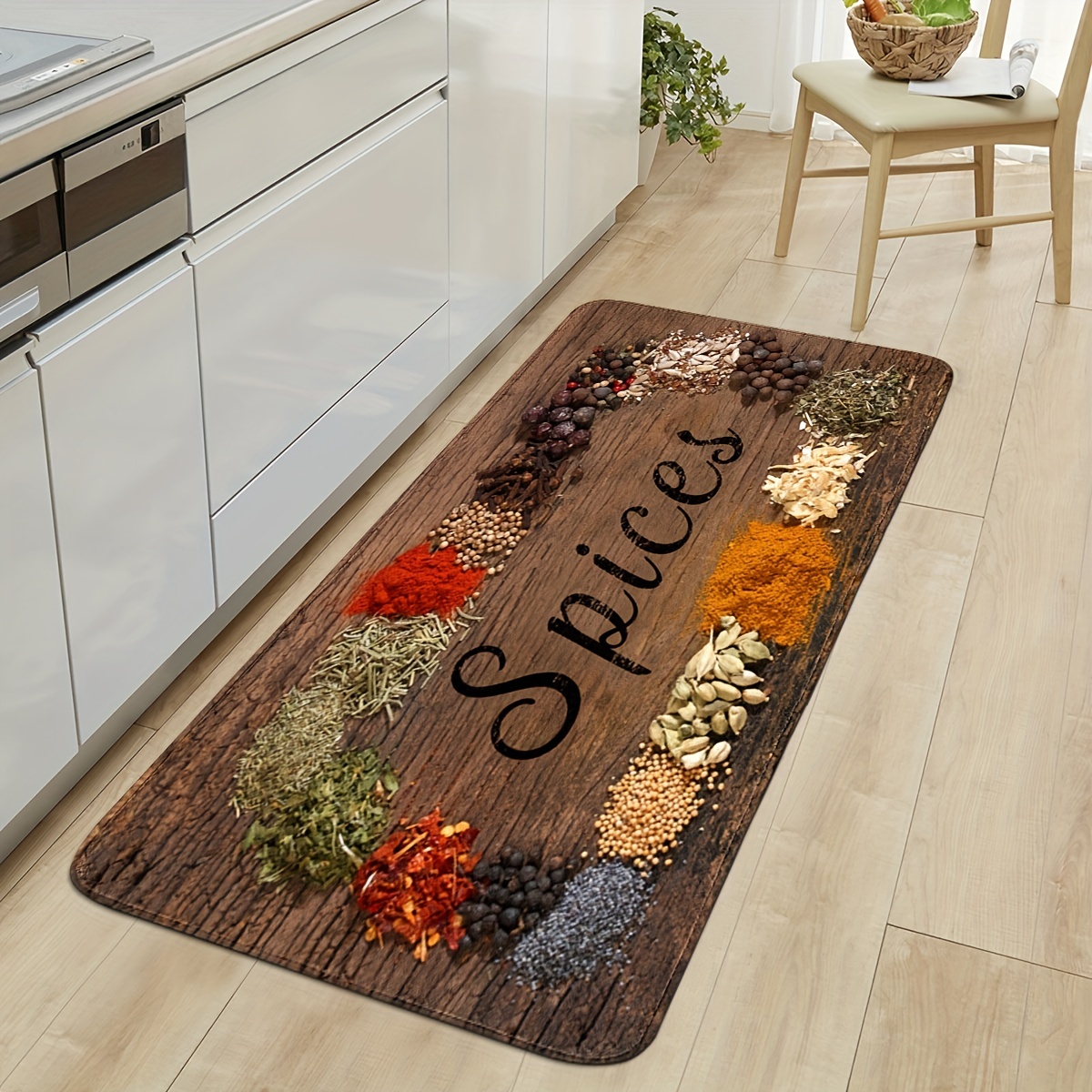 Herbs Spices Long Carpet Anti-Skid Kitchen Mat Doormat Hallway Decorative  Rug