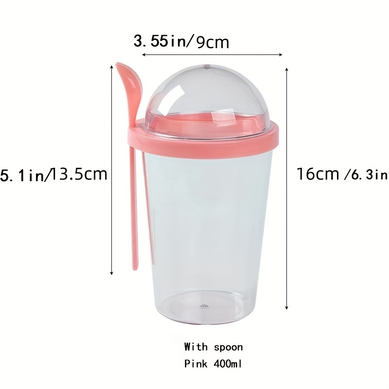 Vaso portátil con tenedor - Recipiente de comida bajo en calorías para  cereales, avena (rosa) Ehuebsd Libre de BPA