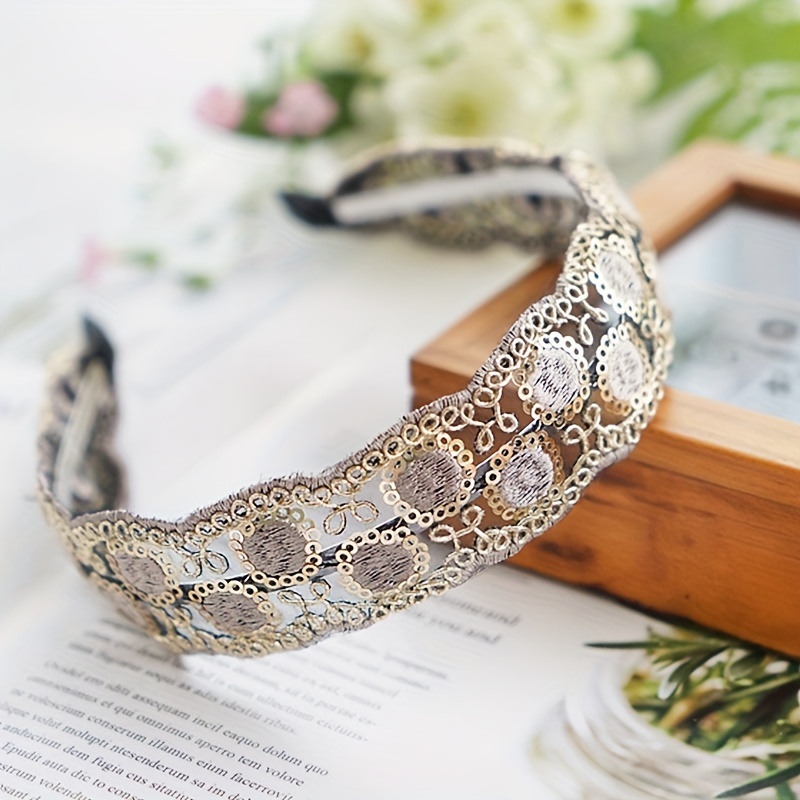 Boho Lace Sequin Headband Retro Style Hair Accessories Women