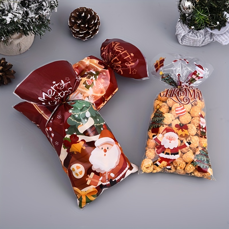 50Pcs Christmas Cellophane Bags, Candy Treats Candy Clear Bag for Christmas  Party Favors Gift, 4.9 X 10.8, Christmas Cone Bags for Christmas Party  Supplies, Xmas Cookie Snacks Bag 
