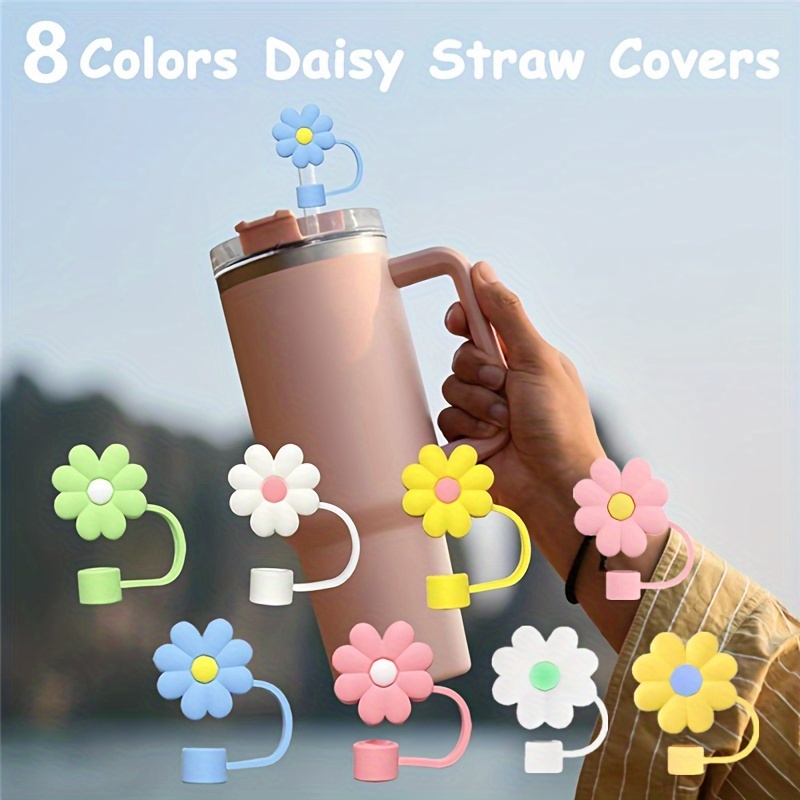 8Pcs Straw Covers Cap, Stanley Straw Topper Silicone Reusable Dust-Proof  Straw Tips 8-10mm for Drinking Straws Plug Straw Caps 