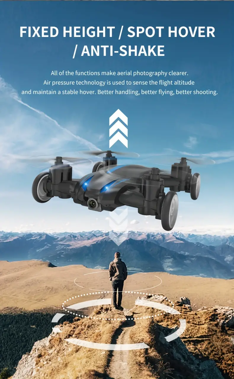 H103W Remote Control Land & Air Dual Mode Aerial Photography Drone, One Key Lift, Headless Mode, Air Pressure Fixed Height, Suitable For Christmas, Halloween Gifts details 3