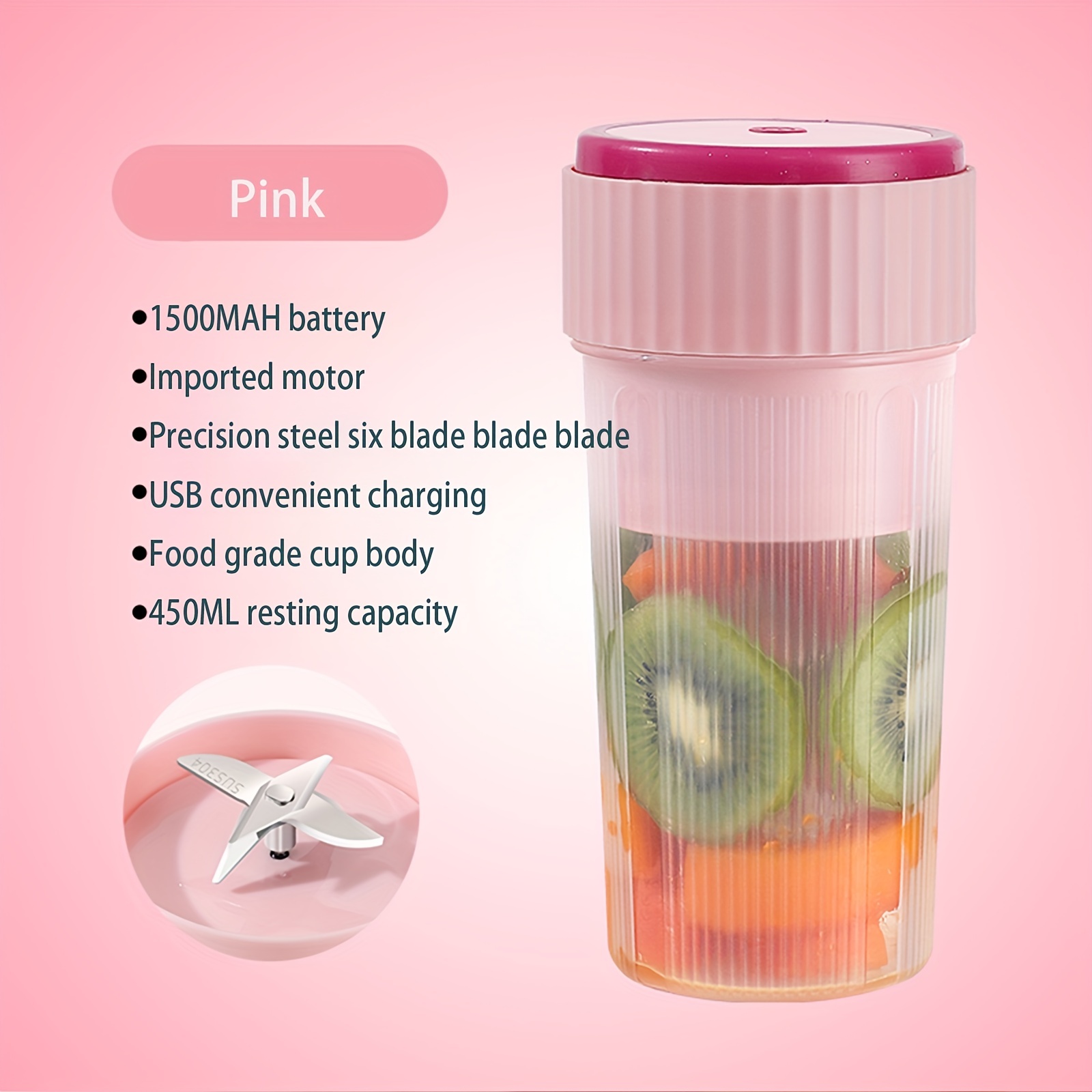 Portable Blender With Straw Usb Steam Mini Cup Cordless - Temu