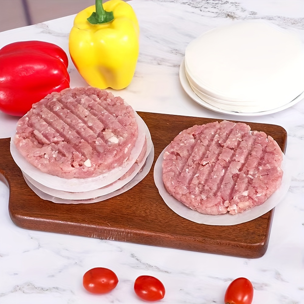 Acquista 100 fogli di carta per tortini per hamburger, antiaderenti,  rotondi, in pergamena di cera, per pressa per hamburger, per congelare  carne di manzo macinata, per forno, microonde, congelatore.