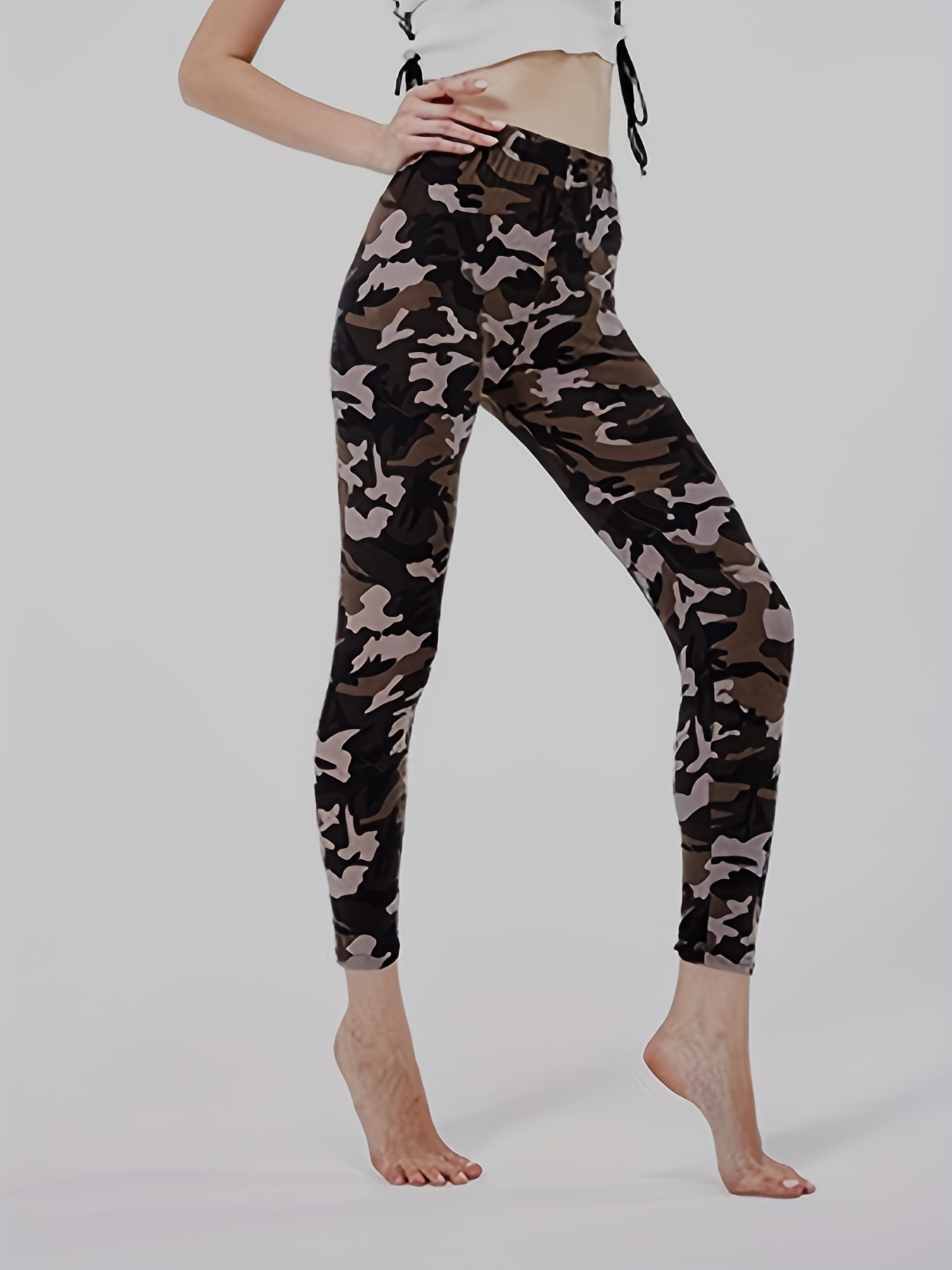 Women's Leggings Floral Printed Pants Casual High Waist - Temu Canada