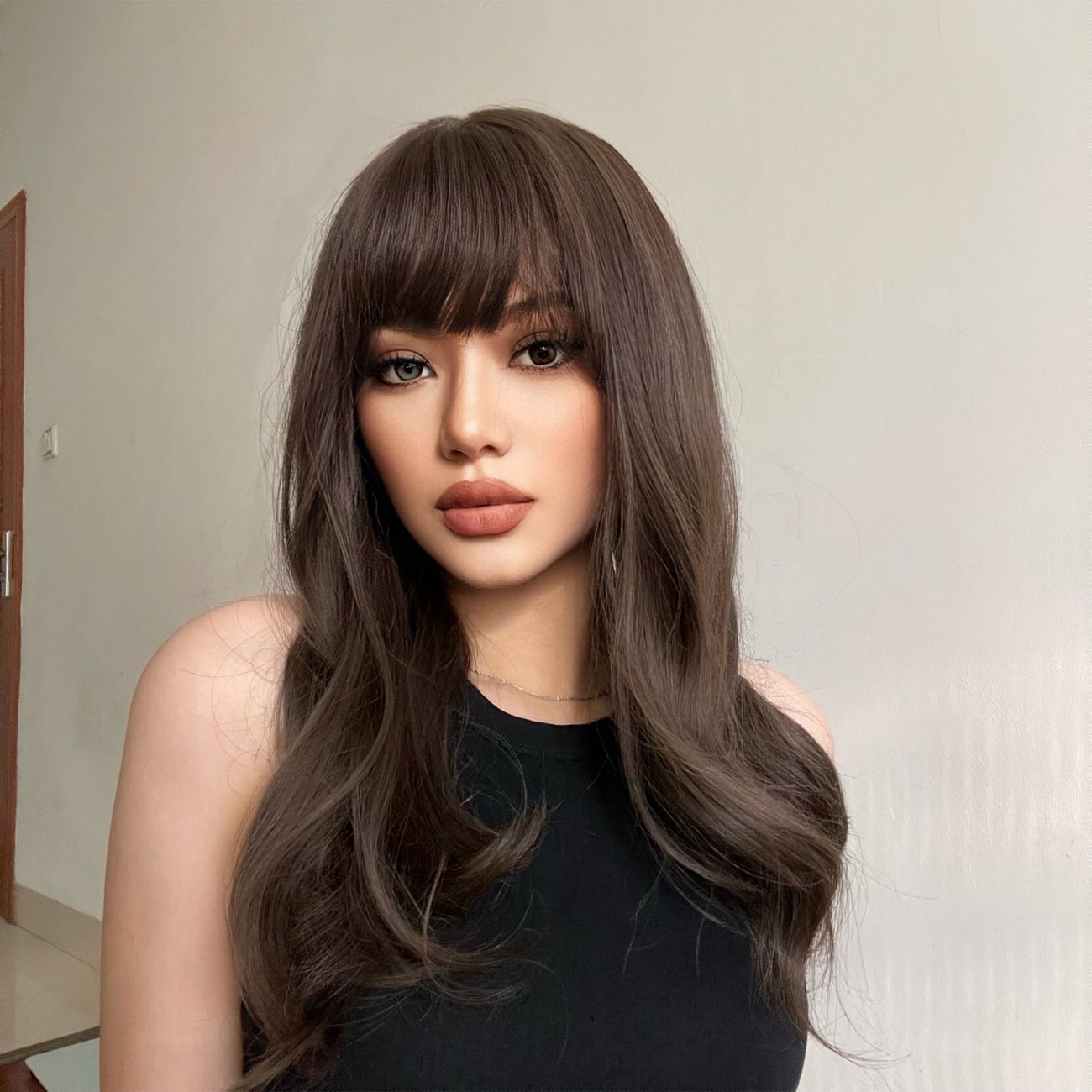 Long Ombre Brown Bob Wig With Bangs 20 Inch Wavy Synthetic Wig For Women  Natural Daily Hair Full Wigs For Party - Beauty & Personal Care - Temu  Canada