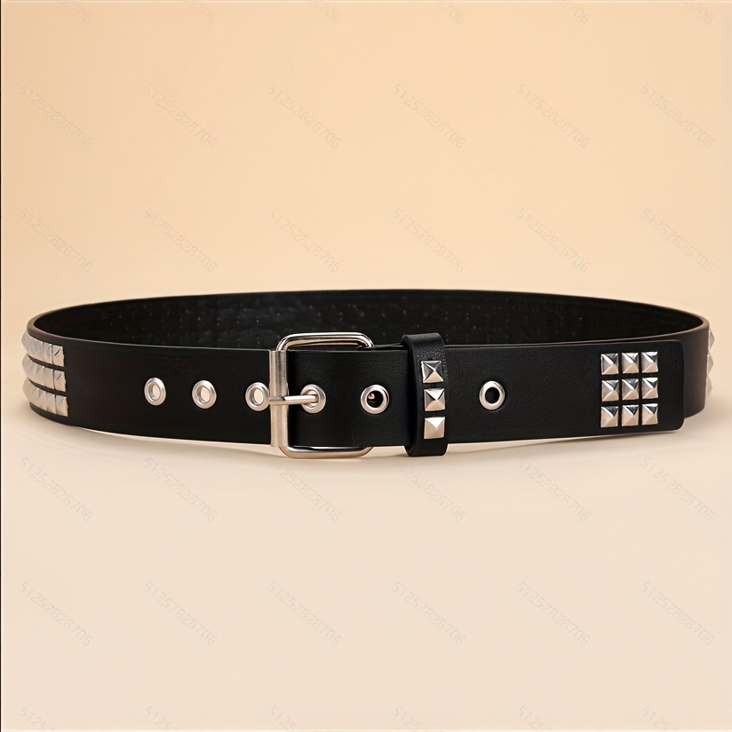 PU Leather Rivet Pin Buckle Belt, Funky Handsome Style