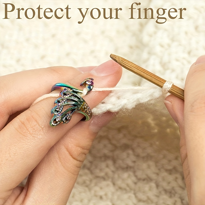 Crochet Finger Guard, 12Pcs Gold Silver Rust Resistant Crochet Ring for  Knitting : : Home & Kitchen