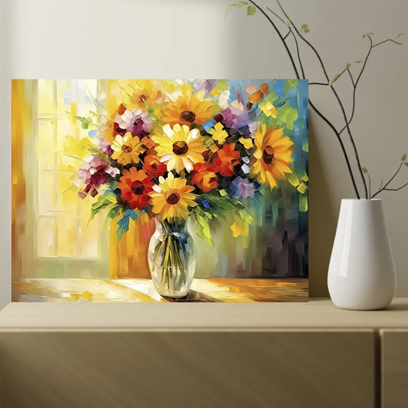 Paint By Numbers Kit Flowers DIY Acrylic Oil Painting Canvas For