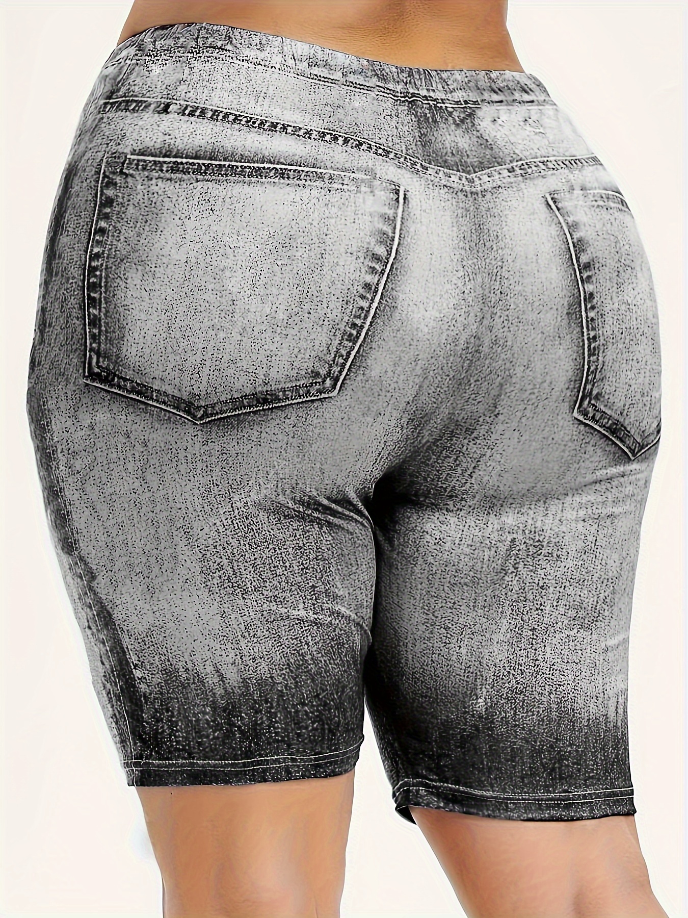 Gradient Denim Yoga Sports Shorts For Women