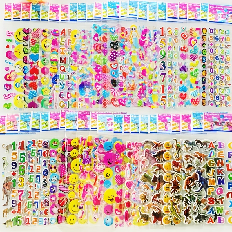 2 sheets 3D Baby Bubble Stickers Sheet Cartoon Bubble Stickers Kids Boys  Girls DIY Toy Cute Puffy Stickers Children Gift Toys