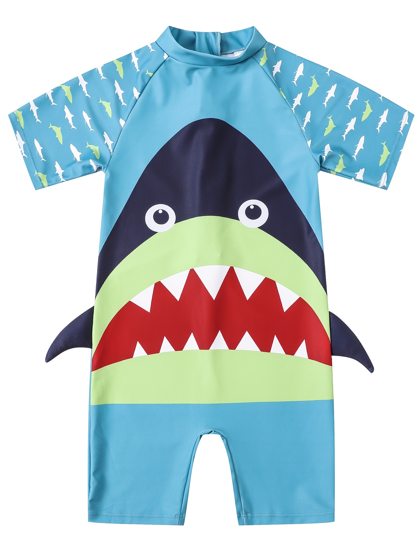 * Baby Boy Swimsuit, UPF 50+ Sun Protection One-piece Swimwear, Short  Sleeve Bathing Suits With Zipper, Rash Guard For Toddler Kids Beach Summer S