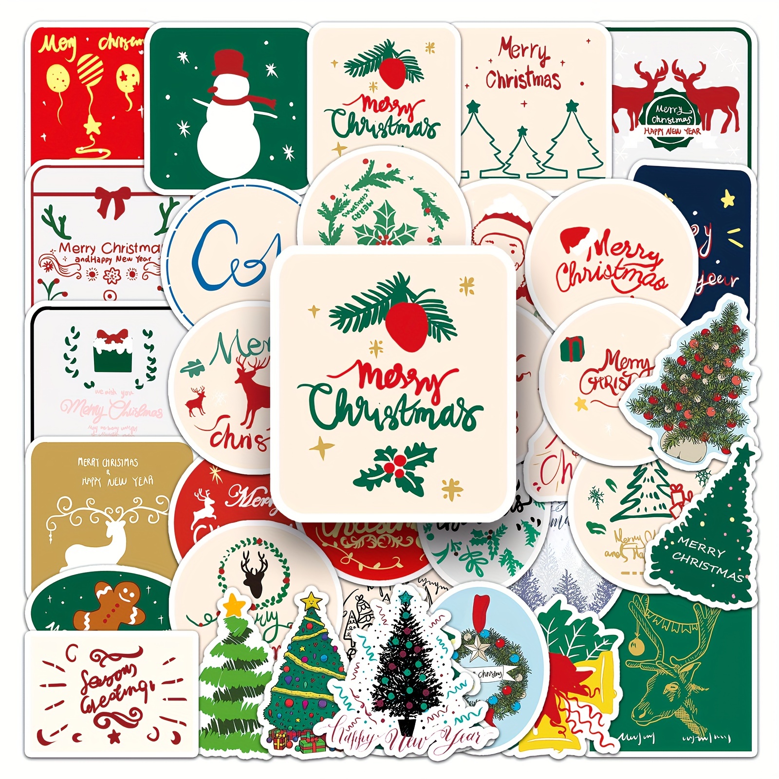 Christmas Stickers 160 Pcs Cute Merry Christmas Vinyl Stickers Funny  Christmas Holiday Stickers for Kids Teens Adults