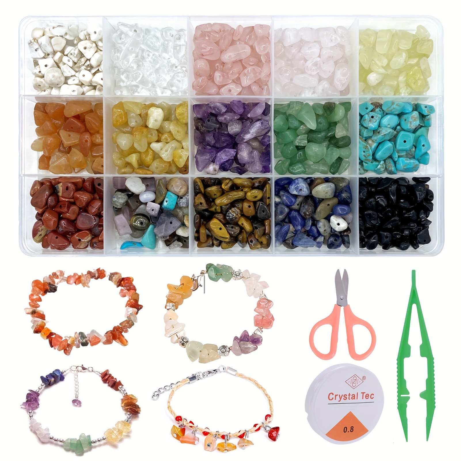 15pcs Irregular Crystal Chips Stone Beads Natural Gemstone Kit