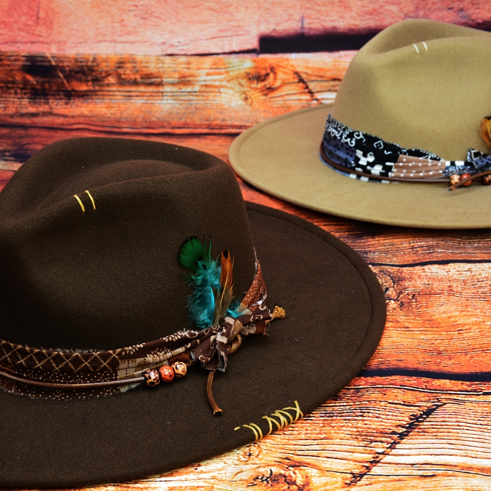 Sombrero Fieltro Clásico Ala Ancha Unisex Fedoras Fieltro - Temu