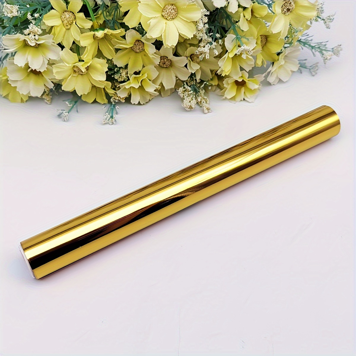 Image of Shimmering Accents, Alinacraft Golden Holographic Heat Transfer Foil Roll, 5m X 19cm - Laser Printer Compatible, Ideal For Diy Crafts & Handmade Accessories