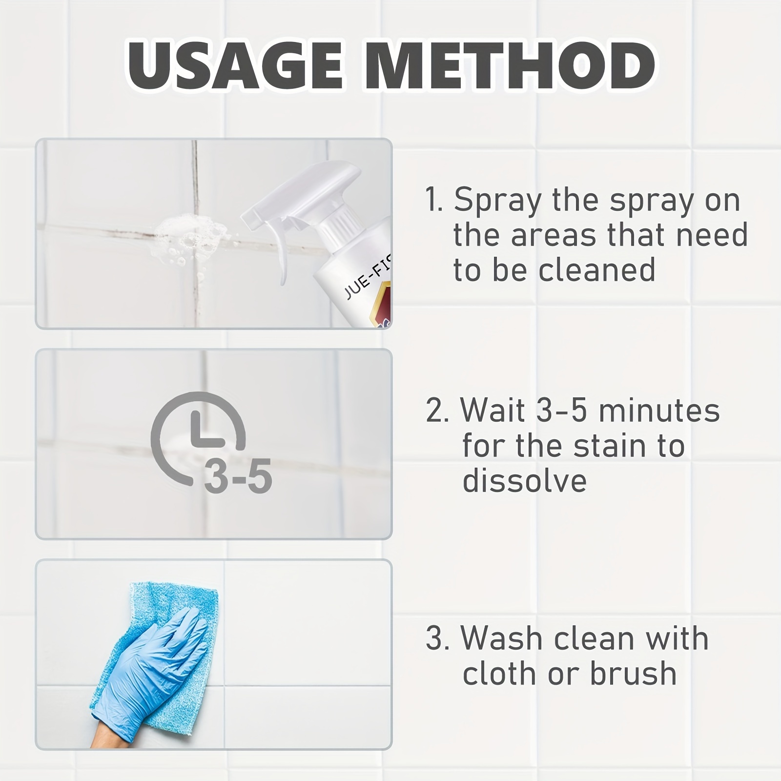 Limpiador De Azulejos En Spray Para Baño Y Cocina, Elimina Manchas  Difíciles Y Aceites, Limpieza De Hogar