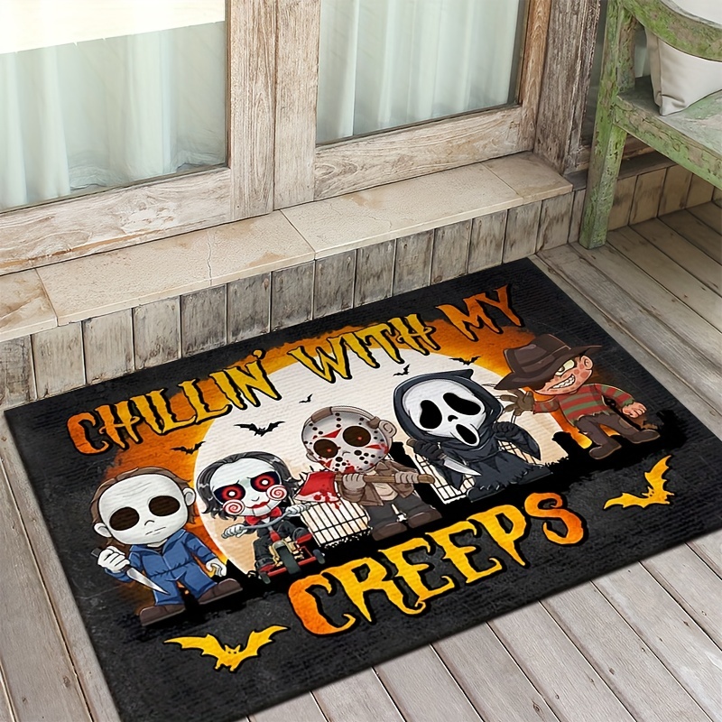 Dirt Resistant Welcome Doormat, Halloween Themed Horror Low Pile
