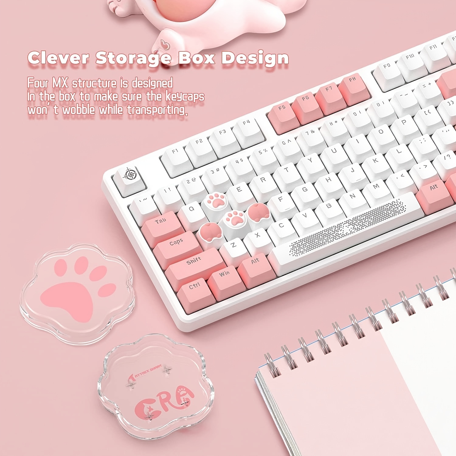 Paquete de 4 teclas personalizadas OEM R4 PBT, teclas de teclado mecánico  de pata de gato, teclas Kawaii para juegos para teclado mecánico con