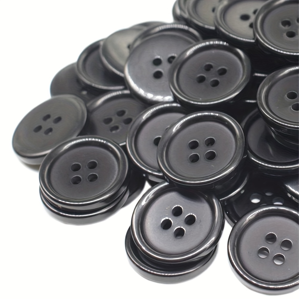 5/8(15mm) Flatback Resin Black Buttons for Sewing , DIY Craft Pack
