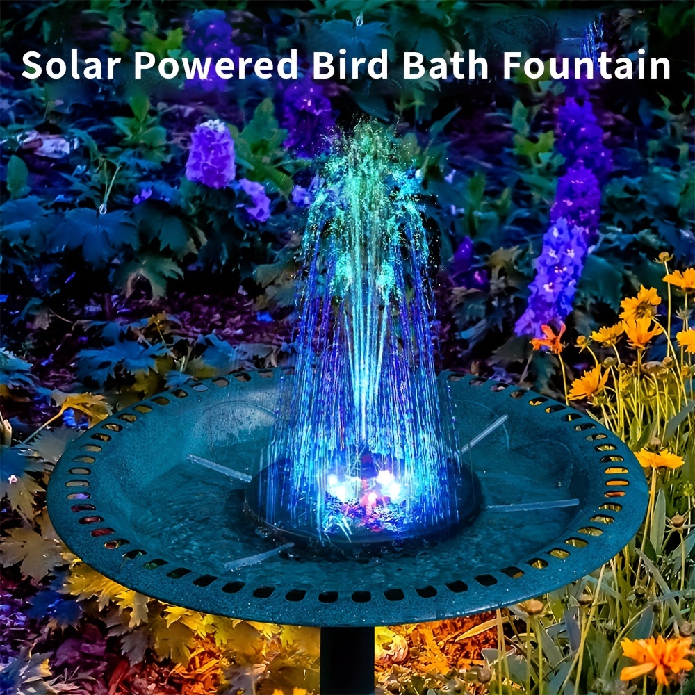 Pompe de fontaine de bain d'oiseau solaire, upgrade 1.4w fontaine solaire  avec 4 buses, pompe de fontaine solaire flottante libre pour le bain