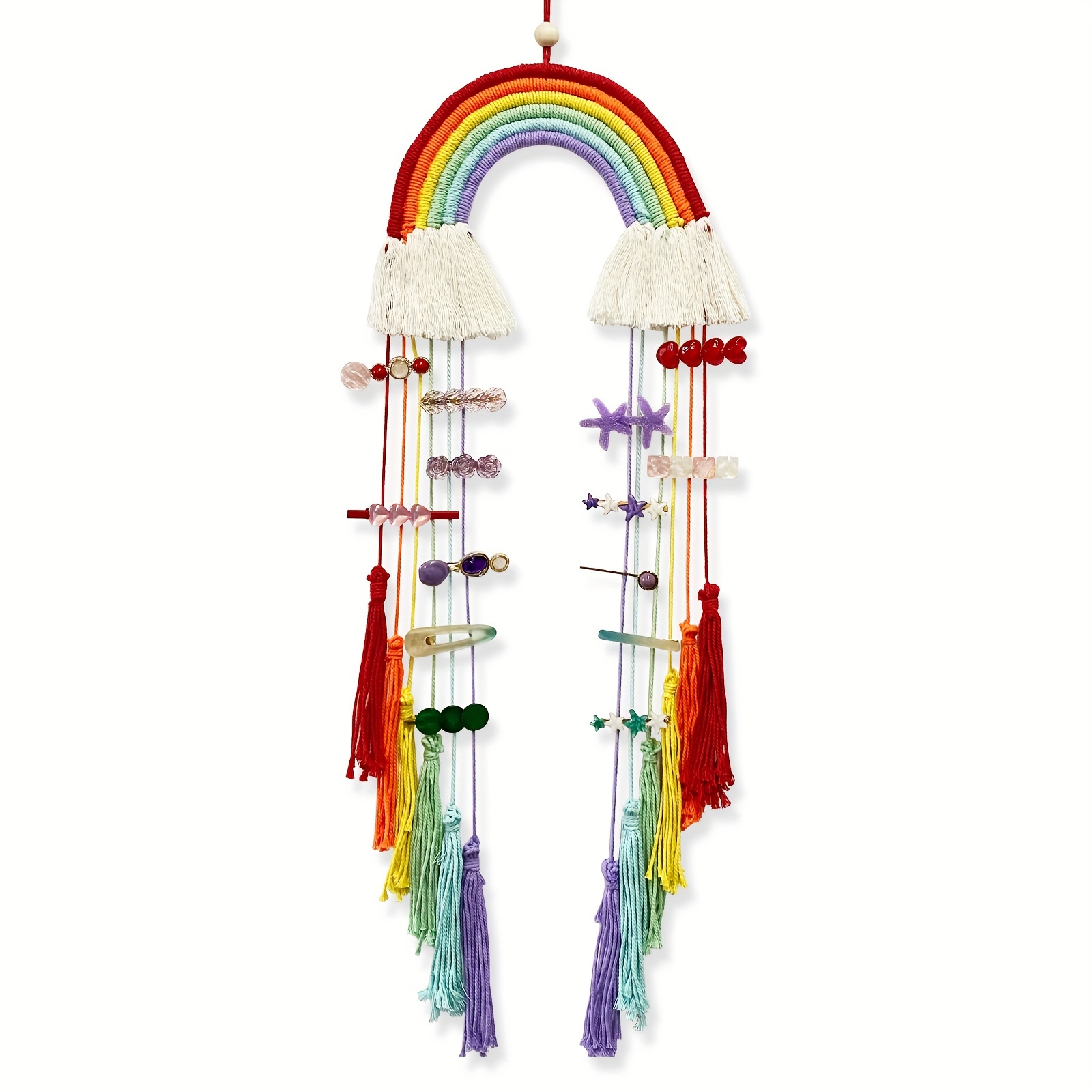 1pc Rainbow-colored Wind Chime String With Wool Ball Decoration For Kids  Room