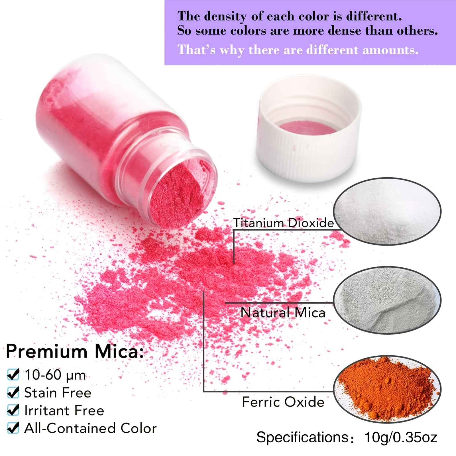 Mica Powder, 15 Colors Pearl Powder Resin In Bottle, Pigment Supplies For  Paint/Soap Making/Bath Bomb DIY/Artist/Craft Projects/Fine Arts(10g/0.35oz)