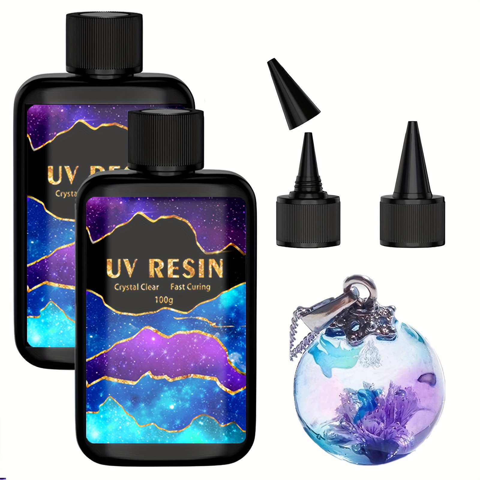 uv resin kit with light 10g 25g 60g 100g 0   0 88oz 2 12oz 3 53oz     hard uv curing premixed   starter supplies for art craft beginner jewelry making with lamp details 1