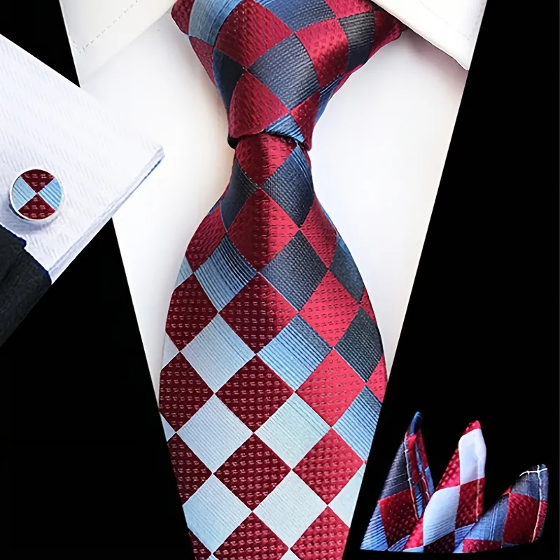 Men's Tie Gift Box Tie Pocket Square Cufflinks Tie Clip Set 1200