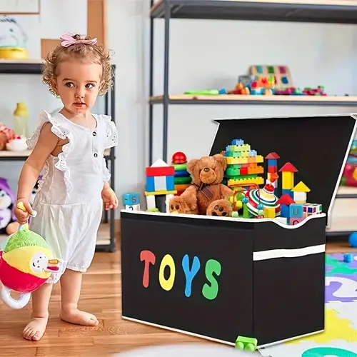 Caja de juguetes grande para niños, contenedores de almacenamiento  plegables y resistentes con tapas, caja de juguetes grande para niños,  niñas