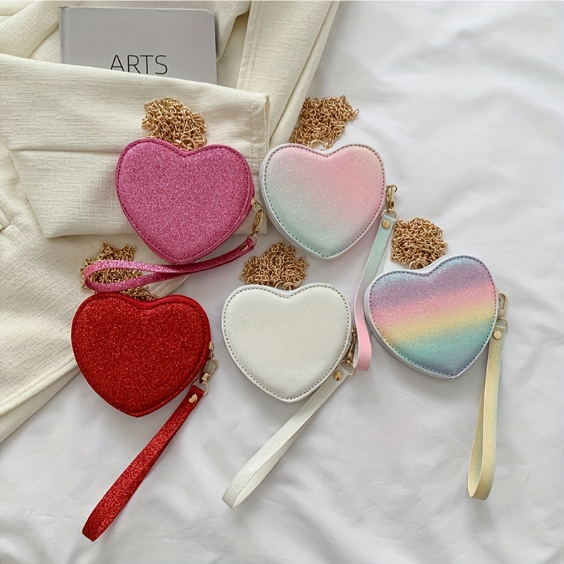 Sequins Decor Heart Shaped Bag Girls Chain Crossbody Bag For Party Wedding  Kids Accessories - Kid's Fashion - Temu Germany